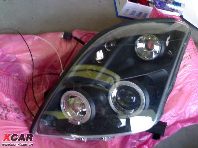 黃色雨燕改裝天使眼大燈+氙氣大燈圖片欣賞
