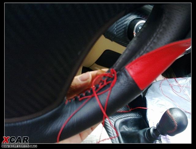 悦动手工缝制红黑方向盘套+改装新款折叠钥匙！