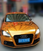 奧迪TT汽車改色效果之電鍍橙車身貼膜