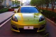 保時捷帕拉梅拉汽車改色效果之青檸黃車身貼膜