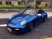 保時捷911汽車改色效果之亮光海藍車身貼膜
