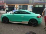 奧迪TT貼蒂芙尼清爽一夏 唐山車身改色哪里好 改色哪里便...