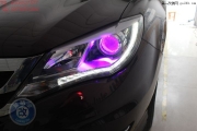 <合肥改灯>比亚迪S7改氙气灯海拉5飞利浦4800K LED紫色恶魔眼