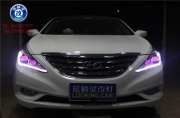 <合肥改燈>現(xiàn)代索納塔八合肥車燈改裝改LED淚眼變色惡魔眼