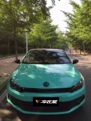 大眾尚酷9900系列改色膜亮光薄荷藍車身改色實車效果