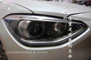 成都寶馬116i改燈移植改裝原廠領(lǐng)先版大燈總成LED雙天使眼...