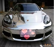 保時捷帕拉梅拉汽車改色效果之電鍍銀車身貼膜