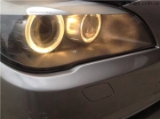 宝马740LI系车灯天使眼黄光换为白光LED光源南京沃德灯改