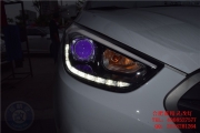 <合肥改燈>現代IX35合肥車燈改裝海拉5歐司朗5500KCBI藍色惡...