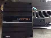 新疆彩聲汽車音響改裝 寶馬520無損安裝MATCH+低音補(bǔ)型箱制作