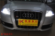 深圳寶安改大燈店奧迪A6大燈升級(jí)海拉五雙光透鏡，歐司朗