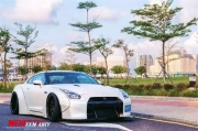 [外觀] 日產(chǎn)GTR改裝LB寬體大包圍 改裝前杠后唇寬體LB套件輪眉