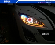 長沙馬自達3星騁改裝Q5雙光透鏡 天使眼 日行燈 惡魔眼