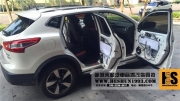 寧波禾順汽車音響改裝日產(chǎn)新逍客前門DLS套裝喇叭后門JBL...
