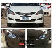 長(zhǎng)沙奇跡改燈現(xiàn)代瑞納改裝Q5雙光透鏡巖崎氙氣燈天使眼日...