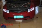 深圳寶安改車燈思域大燈改裝Q5雙光透鏡，歐司朗氙氣燈