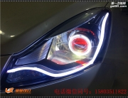 長安奔奔車燈改裝奧迪Q5小糸透鏡 LED雙色日行燈 天使眼
