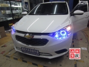石家莊雪佛蘭新賽歐車燈升級(jí)雙光透鏡氙燈天使眼