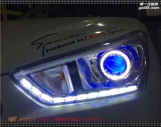 太原現(xiàn)代IX25車燈改裝海拉五透鏡 天使眼 惡魔眼 雙色日行燈