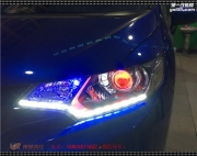 太原本田飛度大燈改裝LED雙光透鏡 日行燈 惡魔眼