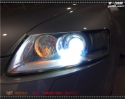 太原奧迪A6大燈改裝海拉五雙光透鏡 D2S燈泡 原車安定