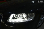 奧迪A6L車燈改裝海拉五透鏡歐司朗CBI燈泡 大燈面罩