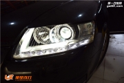 太原奧迪A6L車燈改裝海拉五透鏡 歐司朗CBI燈泡 澳茲姆安定