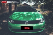 成都車衣裳大眾凌渡亞光鉆石金綠車身改色貼膜