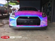 成都車衣裳日產(chǎn)GTR彩虹電鍍銀車身改色貼膜
