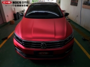 成都車衣裳大眾帕薩特亞光電鍍紅車身改色貼膜
