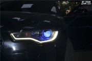 哈爾濱奧迪A6L升級全新海拉五透鏡套裝 藍(lán)色惡魔眼日行燈