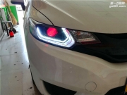 太原飛度車燈改裝海拉五透鏡 惡魔眼 大燈套件