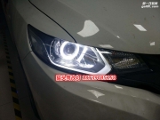 洛陽車燈升級 本田飛度升級雙光氙氣透鏡海拉五加天使眼