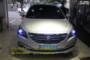 現(xiàn)代名圖車燈升級(jí)海拉5雙光透鏡歐司朗CBH氙燈LED惡魔眼