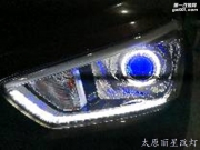 太原现代IX25车灯改装海拉五透镜 日行灯 恶魔眼 天使眼