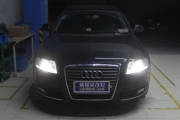 上海奧迪A6L車燈改裝藍(lán)定制海拉5雙光透鏡氙氣大燈