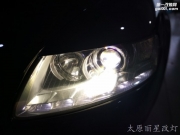 太原奧迪A6車燈改裝海拉五透鏡 歐司朗66140燈泡 原裝位安定