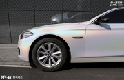 宝马5系全车改色贴膜案例，RG（瑞集）改色膜-雷电闪白改色