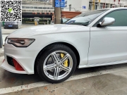 奧迪A4剎車改裝升級brembo鮑魚六活塞剎車卡鉗套件~車佰速