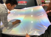 奧迪A5新鄉(xiāng)貼改色膜鐳射白新金泰施工展示