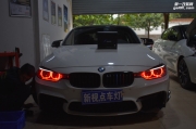 【重慶新視點車燈】寶馬5系改裝4遠(yuǎn)4近 天使眼更換紅色天...