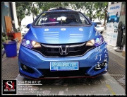 重慶汽車燈光升級-本田飛度升級鍍綠膜款GTR-黃金眼霧燈3000K