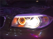 宝马老1系大灯升级GRTLED双光透镜，贵阳专业车灯改装