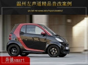 温州左声道  奔驰smart汽车音响改装升级雷贝琴！