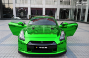 GT-R全车电镀绿车身改色案例