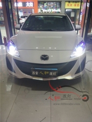 馬自達3大燈改裝Q5透鏡 D3S燈泡 華克安定器 藍色天...