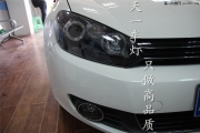 成都高爾夫6車燈改裝Q5海拉透鏡LED雙U日行燈氙氣大燈總成