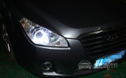 武漢奔騰B50車燈改裝Q5雙光透鏡 雪萊特5500K氙氣燈泡 天使眼