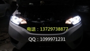 本田14款新飛度大燈總成改雙光透鏡疝氣燈LED天使眼日行燈