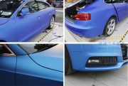 上海最專業(yè)車身改色貼膜，奧迪A5全車雅龍?zhí)珍X藍(lán)